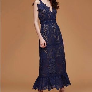 🆕 FOXIEDOX navy blue floor length dress size S